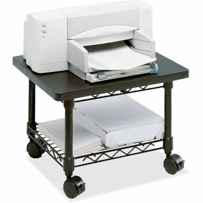 Safco - Support d'imprimante/télécopieur sous le bureau - 300 lb (136077,71 g) Capacité de charge - 13,50 po (342,90 mm) Hauteur x 19 po (482,60 mm) Largeur x 16 po (406,40 mm) Profondeur - Sol - Stratifié, Thermolaqué - Acier - Noir  