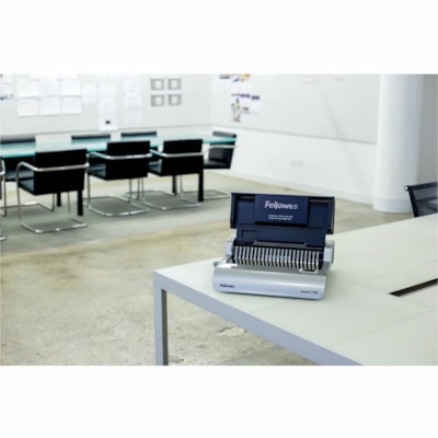 Fellowes Quasar(tm) E 500 Electric Comb Binding Machine w/ Starter Kit - CombBind - 500 Sheet(s) Bind - 25 Punch - 5.13" (130.30 mm) Height x 16.88" (428.75 mm) Width x 15.38" (390.65 mm) Depth - Metallic Silver, Black ELECTRIC. PUNCHES 25 SHTS BINDS UP TO 500 SHEETS