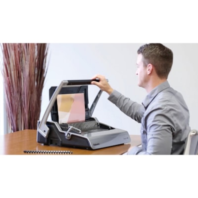 Fellowes Galaxy(tm) 500 Comb Binding Machine w/ Starter Kit - CombBind - 500 Sheet(s) Bind - 28 Punch - 6.50" (165.10 mm) Height x 20.88" (530.35 mm) Width x 17.75" (450.85 mm) Depth - Metallic Silver, Black achine with Starter Kit 