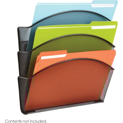 Safco Black Magic Magnetic Triple File Pocket - 3 Compartment(s) - 13.5" (342.90 mm) Height x 12.5" (317.50 mm) Width x 4" (101.60 mm) Depth - Wall Mountable - Black - Steel - 1 Box TRIPLE FILE POCKETS SET OF 3 13"W X 4 1/4"D X 13 1/2"H