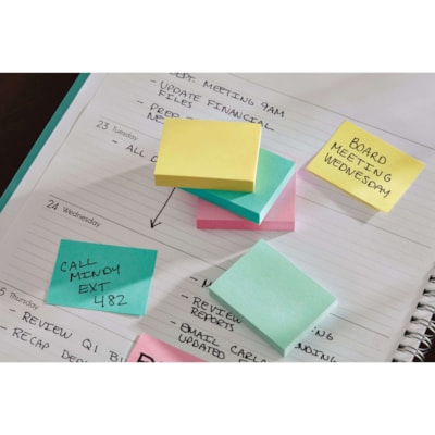 Post-it® Notes Value Pack - Beachside Café Color Collection - 2400 - 1 1/2" (38.10 mm) Flag/Note Width x 2" (50.80 mm) Flag/Note Length - Rectangle - Unruled - Fresh Mint, Aqua Splash, Sunnyside, Papaya Fizz - Paper - Self-adhesive, Repositionable - 24 / Pack 100 SHEETS/PAD BEACHSIDE CAFé 