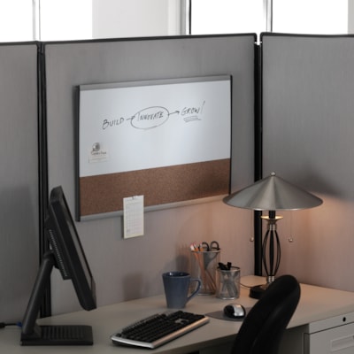 Quartet Arc Cubicle Combination Board - 30" (762 mm) Width x 18" (457.20 mm) Height - White Cork Surface - Silver Aluminum Frame - Horizontal - Magnetic - 1 Each MAGNETIC/CORK COMBINATION BRD 