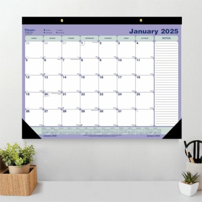 Blueline Monthly Desk Pad/Wall Calendar, 21-1/4" x 16" , English - Monthly - 1 Year - January 2025 - December 2025 - 1 Month Single Page Layout - 21 1/4" (539.75 mm) x 16" (406.40 mm) Sheet Size - 2 x Holes - Desk Pad - White - Paper, ChipboardHanging Loop, Tear-off - 1 Each  