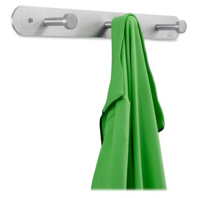 Safco Nail Head Coat Hook - 3 Hooks - 30 lb (13607.77 g) Capacity - 2" (50.80 mm) Height x 18" (457.20 mm) Width - 1" (25.40 mm) Size - for Garment - Aluminum - Silver - 1 Each ALUMINUM - SILVER FINISH 