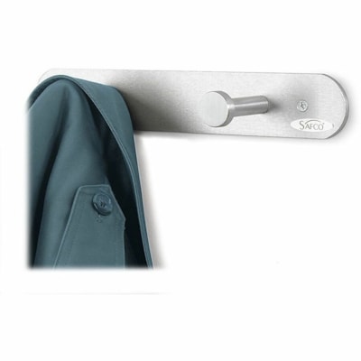 Safco Nail Head Coat Hook - 2 Hooks - 20 lb (9071.85 g) Capacity - 2" (50.80 mm) Height x 12" (304.80 mm) Width - 1" (25.40 mm) Size - for Garment - Aluminum - Silver - 1 Each ALUMINUM - SILVER FINISH 
