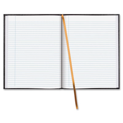 Blueline Hardbound Executive Journal - 150 Sheets - Perfect Bound - Ruled Margin - 11" (279.40 mm) x 8 1/2" (215.90 mm) Sheet Size - White Paper - Black Cover - Hard Cover - Recycled - 1 Each PERFECT BINDING  HARD COVER RIBBON BOOKMARK  10-3/4X8-1/2