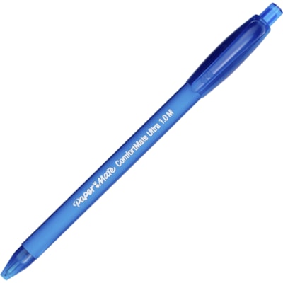 Paper Mate Comfort Mate Retractable Pens - Medium Pen Point - Retractable - Blue Ink - Rubber Barrel - 1 Dozen MATE RETRACTABLE 