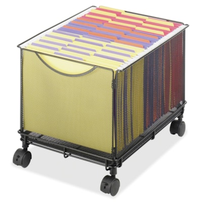 Safco Onyx 5211BL Mesh Rolling File Cube - 4 Casters - 1.50" (38.10 mm) Caster Size - Steel - 13.5" (342.90 mm) Width x 16.8" (425.45 mm) Depth x 13" (330.20 mm) Height - Black - 1 Each BLACK BLACK POWDER COAT FINISH