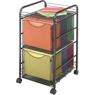 Safco - Chariot de classement mobile à double maille Onyx - 2 Plateau - 2 Tiroir - 4 Roulette - 1,50 po (38,10 mm) Taille de roulette - largeur de 15,8 po (400,05 mm) x profondeur de 17 po (431,80 mm) x hauteur de 27 po (685,80 mm) - Frame Noir Acier - Noir - 1 chaque POUR DOCUMENTS FORMAT LETTRE FINI POUDRé NOIR