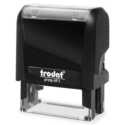 Trodat Climate Neutral 4911 Self-inking Stamp - 1.50" (38 mm) Impression Width x 0.55" (14 mm) Impression Length - Black - 1 Each ONLINE VOUCHER  3 LINES UP TO 65% POST-CONSUMER WASTE