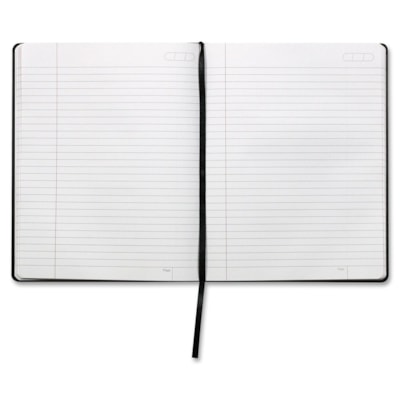 Hilroy Business Notebook - 160 Sheets - Ruled Margin - 9 1/2" (241.30 mm) x 7 3/4" (196.85 mm) Sheet Size - Blue Paper - Black Cover - Hard Cover, Tab, Ribbon Marker, Index Sheet, Writeable Spine - Recycled - 1 Each 9 1/2 X 7 1/4 - 160 PAGES 30% PCW