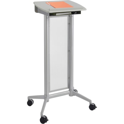 Safco Impromptu Lectern - Rectangle Top - 46.5" (1181.10 mm) Height x 26.5" (673.10 mm) Width x 18.8" (476.25 mm) Depth - Presentation - Assembly Required - Gray, Powder Coated - 1 Each  
