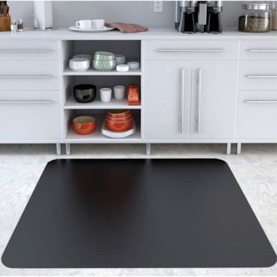 Deflecto Black EconoMat for Hard Floors - Hard Floor, Office, Carpeted Floor, Breakroom - 60" (1524 mm) Length x 46" (1168.40 mm) Width - Rectangular - Vinyl - Black - 1 Each 46"X60" RECTANGULAR BLACK- NON-STUDDED
