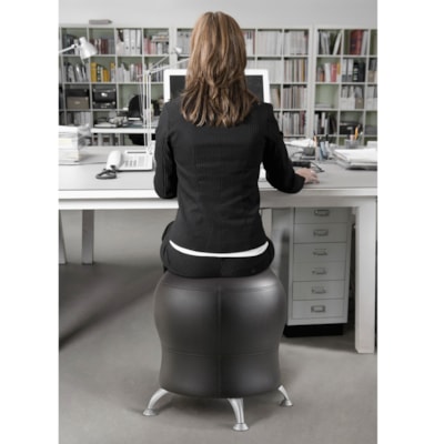 Safco Zenergy Ball Chair - Black Vinyl Seat - Powder Coated Steel Frame - 1 Each ACTIVE SEATING EXPERIENCE INCLUDES PUMP