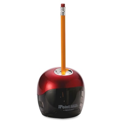 Westcott iPoint Ball Battery Pencil Sharpener - Red, Black - 1 Each BATTERY 