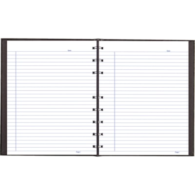 Blueline Pink Ribbon Collection - NotePro Notebook - 150 Pages - Twin Wirebound - Ruled Margin - 7 1/4" (184.15 mm) x 9 1/4" (234.95 mm) Sheet Size - White Paper - Black Lizard Cover - Micro Perforated, Index Sheet, Self-adhesive Tab, Storage Pocket, Environmentally Friendly, Hard Cover - Recycled - BLK W/ PINK RIBBON IN CORNER TWIN WIRE BINDING LIZARD SKIN