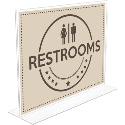 Deflecto Anti-Glare Double-sided Sign Holder - Landscape - 8.70" (220.98 mm) Height x 11.10" (281.94 mm) Width x 3.30" (83.82 mm) Depth - Acrylic - Clear - Anti-glare, Scratch Resistant, Durable, Double-sided, Heavy Duty - 1 Each DOUBLE-SIDED - LANDSCAPE 11"W X 8-1/2"H X 2-1/2"D