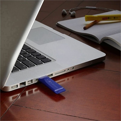 Verbatim 64GB USB Flash Drive - Blue - 64 GB - USB 2.0 Type A - Blue - 5 Year Warranty - 1 Each  USB FLASH DRIVE BUILT-IN MICROBAN