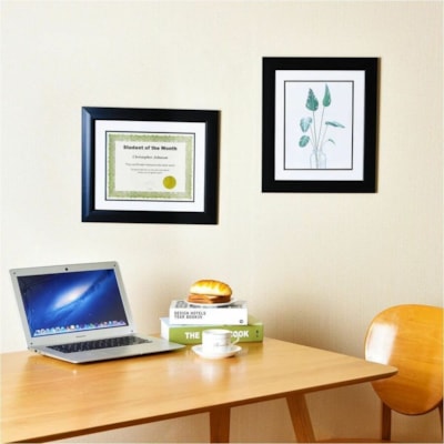 St. James® Tuxedo Black Double Matte Certificate Frame - 16.75" (425.45 mm) x 14.25" (361.95 mm) Frame Size - Holds 11" (279.40 mm) x 8.50" (215.90 mm) Insert - Rectangle - Landscape, Portrait - Tuxedo Black, White, Black - 1 Each 16.25X13.75 - WHITE MAT HOLDS 8 1/2X11 DOCUMENTS