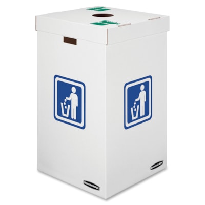 Bankers Box Bottle Recycling Bin Lids - Rectangular - Corrugated Paper - White, Green - 10 / Carton FITS ON 42 OR 50 GALLON BIN REUSABLE  RECYCLABLE