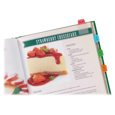 Avery® - Onglet dossier 74763 - 80 Onglet(s) - hauteur de l'onglet 1,50 po (38,10 mm) x largeur de l'onglet 1 po (25,40 mm) - Tab Rouge Film, clair Papier, Bleu, Orange, Vert - 80 / emballage ROUGE  BLEU  VERT  ORANGE COULEURS PRIM. - EMB. DE 80