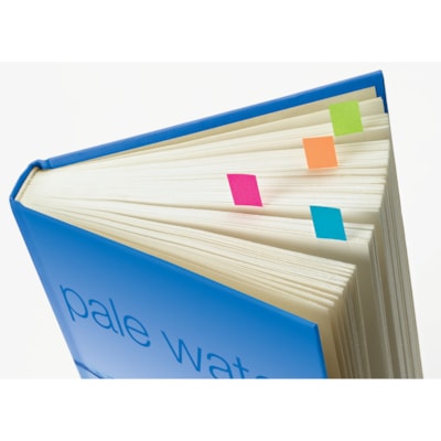 Post-it® - Languettes dans un distributeur de poche - Couleurs vives - largeur de drapeau/note 1/2 po (12,70 mm) x longueur de drapeau/note 1 3/4 po (44,45 mm) - Orange, Pourpre, Vert, Bleu, Rose - Amovible - 100 / emballage  