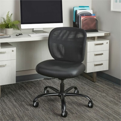 Safco Vue Intensive-use Mesh Task Chair - Black Seat Color - Vinyl Seat Material - Nylon Back Material - 5-star Base - 1 Each 24/7 USE  500 LB CAPACITY MESH BACK  BLACK VINYL SEAT