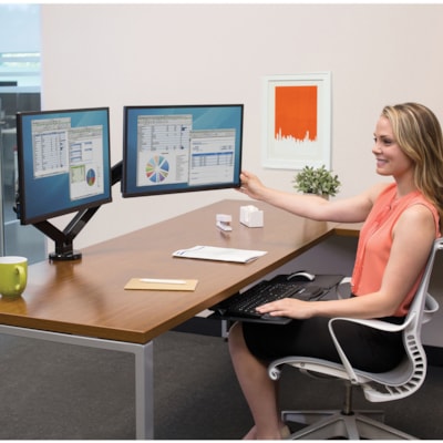 Fellowes Platinum Series Dual Monitor Arm - 2 Display(s) Supported - 46" Screen Support - 40 lb (18143.69 g) Load Capacity - 1 Each DESK MOUNT 