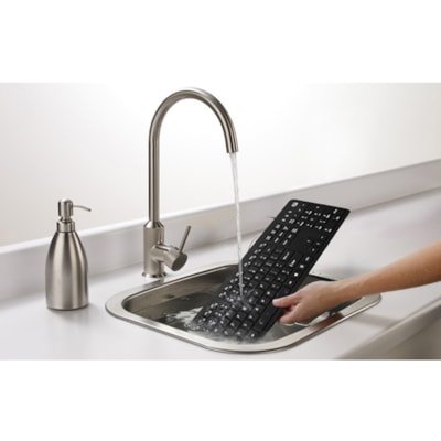 Adesso - Clavier AKB-235UB - Antimicrobial Waterproof Desktop - Câble Connectivité - USB Interface - 104 Touche(s) - Anglais (USA) - QWERTY Disposition - Ordinateur, MAC - Pavé tactile - PC, Windows, Mac OS - Membrane Pavé Numérique - Noir  avancÃ© silicone desktop clav ier - protÃ¨ge contr