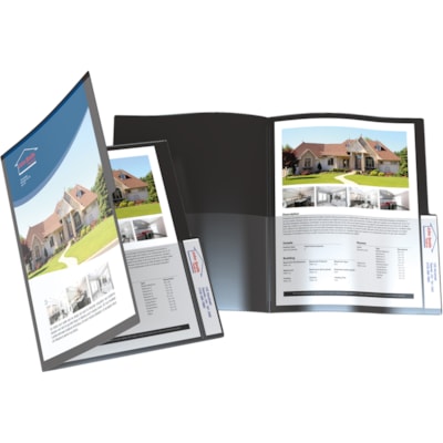 Davis Group Letter Project File - 8 1/2" (215.90 mm) x 11" (279.40 mm) - 2 Internal Pocket(s) - Black - Tear Resistant, Heavy Duty, Archival-safe, Tear Proof, Recyclable, Ink-transfer Resistant, Tab, Front Pocket - 5 / Pack  