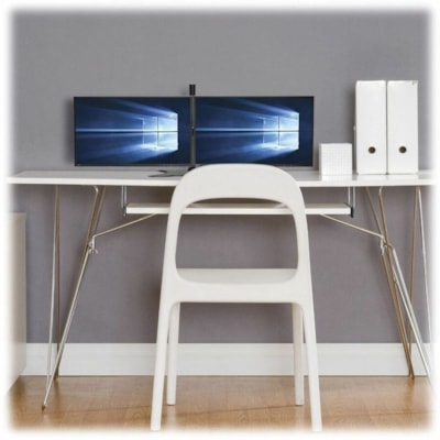 Tripp Lite series Dual-Monitor Desktop Mount Stand for 13" to 27" Flat-Screen Displays - Up to 27" Screen Support - 52 lb (23586.80 g) Load Capacity - 46" (1168.40 mm) Height x 80.50" (2044.70 mm) Width x 25.40" (645.16 mm) Depth - Desktop - Steel - Black Mounting arms adjust independe ntly for viewing ang