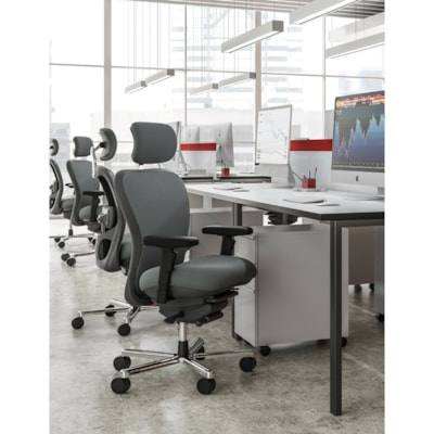 Nightingale CXO Extreme Comfort Task Chair - Black Seat - Black Back - Mid Back - 5-star Base - 1 Each EXECUTIVE MESH TASK C1 MYSTIC BLACK FABRIC