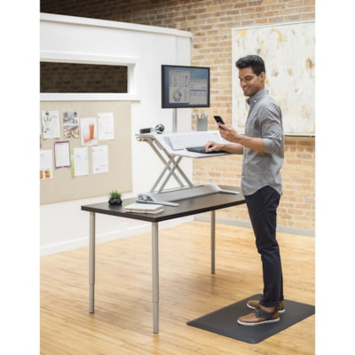 Fellowes Lotus DX Sit-Stand Workstation - 35 lb (15875.73 g) Load Capacity - 5.50" (139.70 mm) Height x 32.75" (831.85 mm) Width x 24.25" (615.95 mm) Depth - White - Antimicrobial and Workstation 