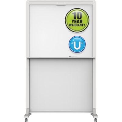 Quartet Motion Dual-Track Mobile Magnetic Dry-Erase Easel - 40" (1016 mm) Width x 68" (1727.20 mm) Height - White Painted Steel Surface - White Aluminum, Aluminum Frame - Rectangle - Horizontal - Magnetic - Assembly Required - 1 Each MAGNETIC QUARTET  DUAL TRACK