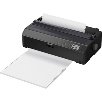 Epson FX-2190II 9-pin Dot Matrix Printer - Energy Star - 738 cps Mono - 8.50" (215.90 mm), 3.90" (99.06 mm), 4" (101.60 mm), 7.20" (182.88 mm), 10.10" (256.54 mm) Width x 11" (279.40 mm), 16.50" (419.10 mm), 16" (406.40 mm), 16.50" (419.10 mm), 14" (355.60 mm) Length - USB - Parallel inter  9-pin printer speeds th rough multipart form