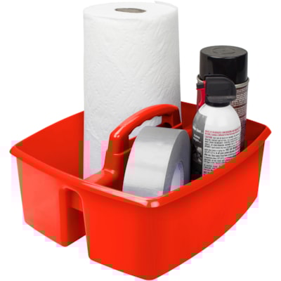 Storex Classroom Caddy - 6.4" (161.93 mm) Height x 11" (279.40 mm) Width x 13" (330.20 mm) Length - Tabletop - Red - Plastic - 1 Each 12.75"L X 11.25" W X 5.5" H 