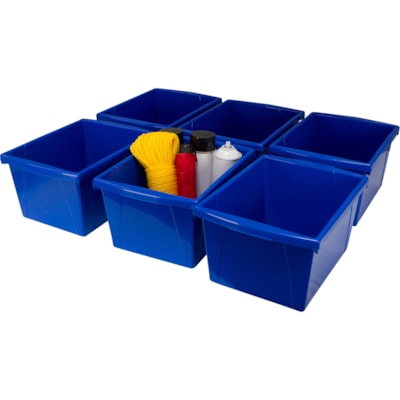 Storex Storage Case - 3.96 gal (15000 mL) - Stackable - Plastic - Blue - For Tool, Classroom Supplies - 1 Each 13.625"LX11.25"WX7.875"H 4/GAL 