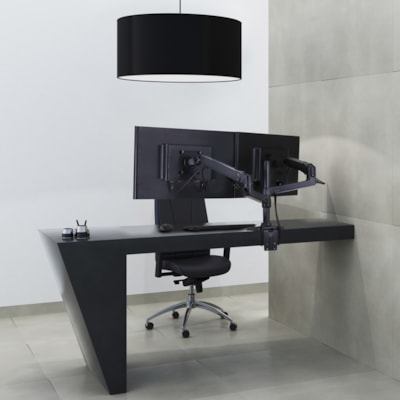 Ergotron Mounting Arm for Monitor, Notebook, Display Screen, TV - Matte Black - Height Adjustable - 2 Display(s) Supported - 24" Screen Support - 39.90 lb (18100 g) Load Capacity - 100 x 75, 100 x 100, 75 x 75 - VESA Mount Compatible - Steel, Aluminum Arm  Matte Black - Two-Monitor  Mount - Mounting St