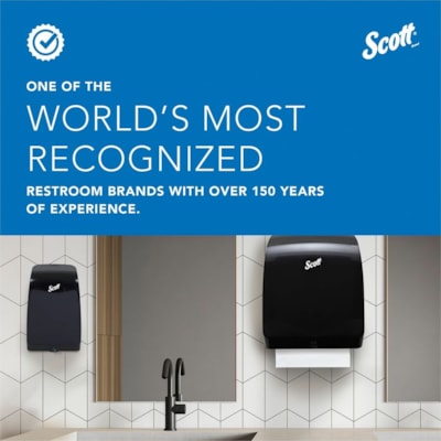 Scott Essential Automatic Hard Roll Towel Dispenser - Touchless Dispenser - 15.76" (400.33 mm) Height x 12.70" (322.58 mm) Width x 9.57" (243.13 mm) Depth - White - Durable, Key Lock, Jam Resistant - 1 / Carton  