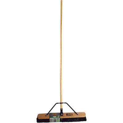 Globe 24" Assembled Wood Block Contractor Push Broom-Medium - 65" (1651 mm) Overall Length - 1 Each 1"THICK HARDWOOD BLOCK INCL. BRACE FOR ADDED STRENGTH