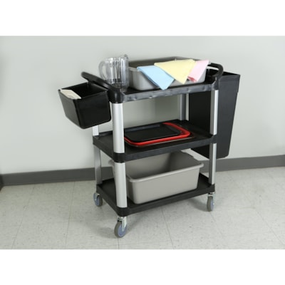 Globe Utility Cart Small Black - 200 lb (90718.47 g) Capacity - 33" (838.20 mm) Length x 17" (431.80 mm) Width x 37" (939.80 mm) Height - Black - 1 Each ACCOMODATES UP TO 200LBS 