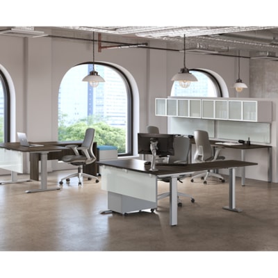 HDL Athena ATH-E1-2LEG Table Base - Material: Laminate - Finish: Silver Metal ELECTRIC HEIGHT ADJUSTABLE 