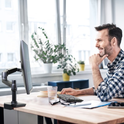 Ergotron Desk Mount for LCD Monitor - Matte Black - Height Adjustable - 1 Display(s) Supported - 34" Screen Support - 25 lb (11339.81 g) Load Capacity - 75 x 75, 100 x 100 - Aluminum LOW PROFILE  MBK 