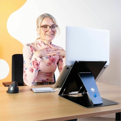 R-Go Riser Duo, tablet and laptop stand - black d Laptop Stand in one  Aluminu m Stand  Detachable