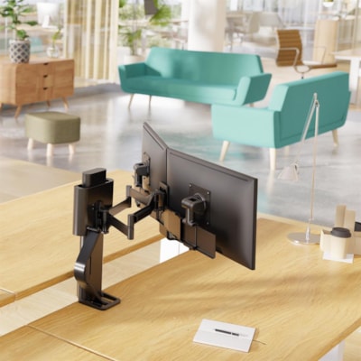 Ergotron TRACE Desk Mount for Monitor, LCD Display - Matte Black - 2 Display(s) Supported - 27" Screen Support - 21.61 lb (9800 g) Load Capacity - 75 x 75, 100 x 100 UNT  MATTE BLACK 