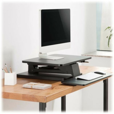 Tripp Lite series Safe-IT WWSSDTAM Multipurpose Desktop Riser - 29 lb (13154.18 g) Load Capacity - 17.50" (444.50 mm) Height x 23.60" (599.44 mm) Width x 24.20" (614.68 mm) Depth - Desktop - Black - For Monitor, Computer, Notebook, Keyboard, Smartphone, USB Hub, TV, Workstation - Antimicrobial, Keyb EIGHT SIT-STAND DESKTOP WORKST ATION