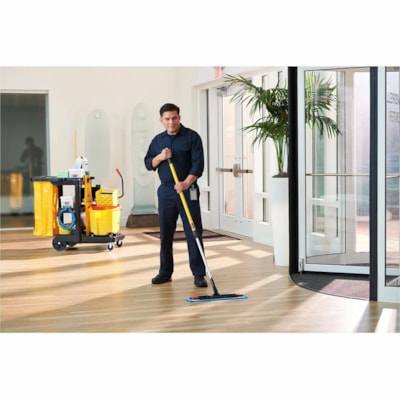 Rubbermaid Adaptable Flat Mop Microfiber Pad - 19.50" (495.30 mm) Length x 5.50" (139.70 mm) Depth - Bacteria Resistant - MicroFiber - Blue - 3.84 oz (108.86 g) - 12 / Box ADAPTABLE FLAT MOP 