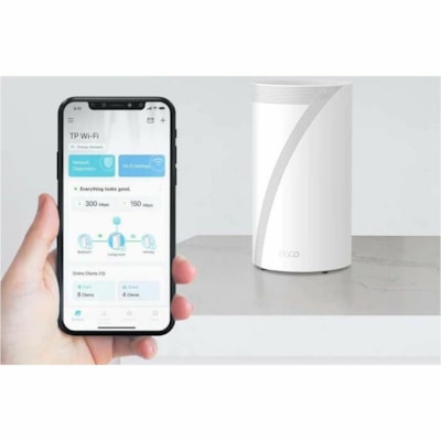 TP-Link Deco BE85 BE22000 Wi-Fi 7 IEEE 802.11be Ethernet Wireless Router - Tri Band - 2.40 GHz ISM Band - 6 GHz UNII Band - 8 x Antenna(8 x Internal) - 2.63 GB/s Wireless Speed - 2 x Network Port - 2 x Broadband Port - USB - 10 Gigabit Ethernet - VPN Supported 7WRLS 