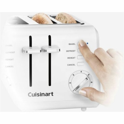 Cuisinart 4-Slice Compact Toaster - Bagel, Toast, Bread, Defrost, Reheat - Stainless Steel, White WHITE CUISINART