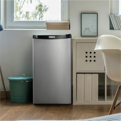 Danby Designer 3.2 cu. ft. Compact Fridge in Stainless Steel - 90.61 L - Auto-defrost - Reversible - 90.61 L Net Refrigerator Capacity - Stainless Steel DANBY SS 